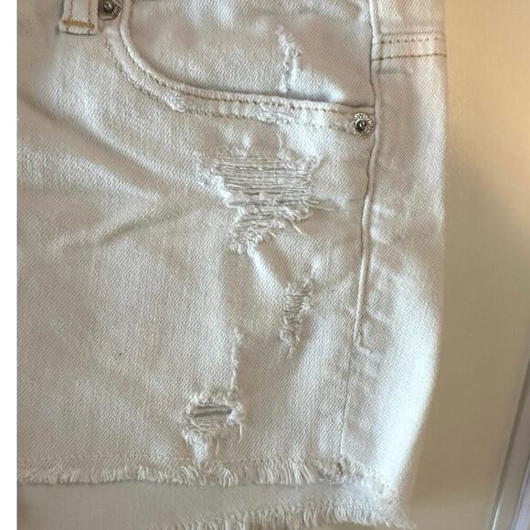American Eagle Womens Y2K Micro Mini Short Shorts Size 4 White Distressed Preppy - Picture 3 of 8
